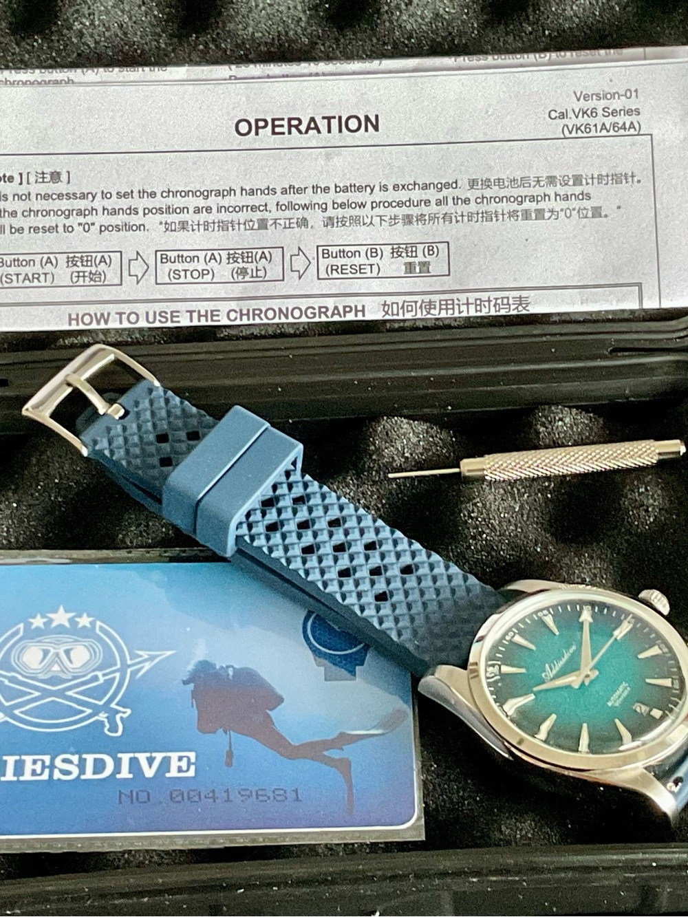 Full Set NIB Automatic Addiesdive Watch Textured Radiant Teal Dial - Picture 6 of 16